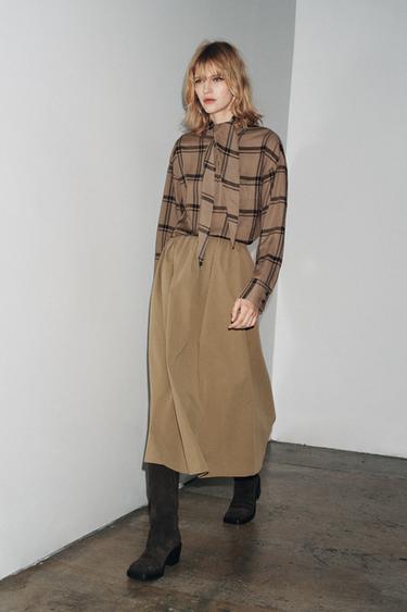 ZW COLLECTION CAPE MIDI SKIRT - camel by Zara