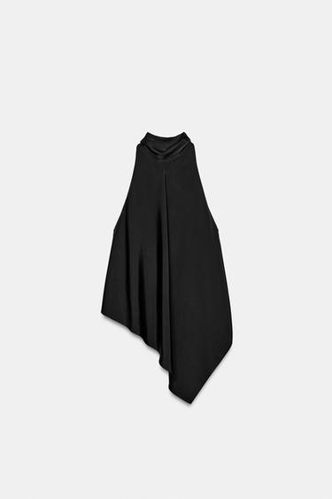 TOP SATINADO ASIMÉTRICO - Negro de Zara - Imagen 0