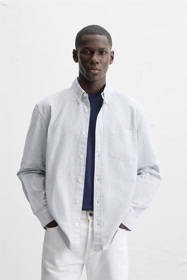 OXFORD-OVERHEMD - Wit / Grijs van Zara