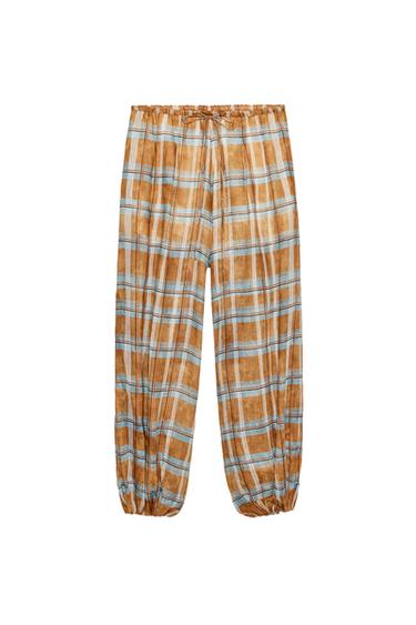 ZW COLLECTION RAMIE CHECK BALLOON TROUSERS
