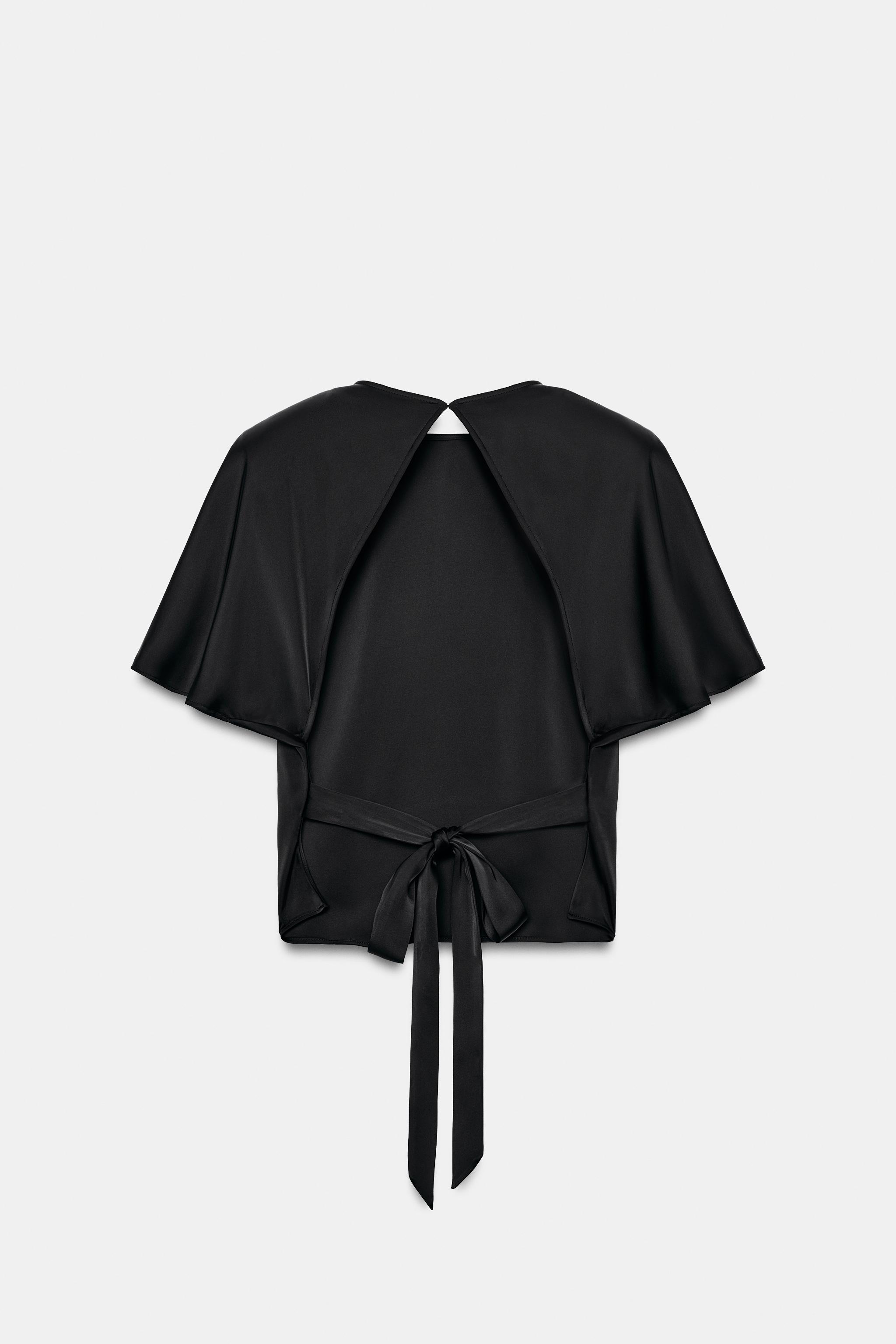 Женские рубашки Zara SATIN TOP WITH SHOULDER PADS AND STRAPS — фото 6