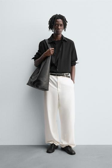RELAXED-FIT-HOSE MIT STRUKTURMUSTER - Cremefarben von Zara
