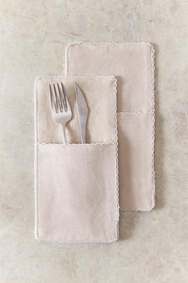 PACK OF COTTON CUTLERY TRAYS (PACK OF 2) - Light beige by Zara