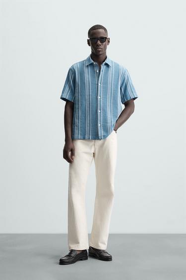 CAMISA ESTRUCTURA RAYAS - Índigo de Zara - Imagen 0