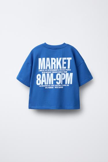 SLOGAN PRINT T-SHIRT - Bluish by Zara - Image 1