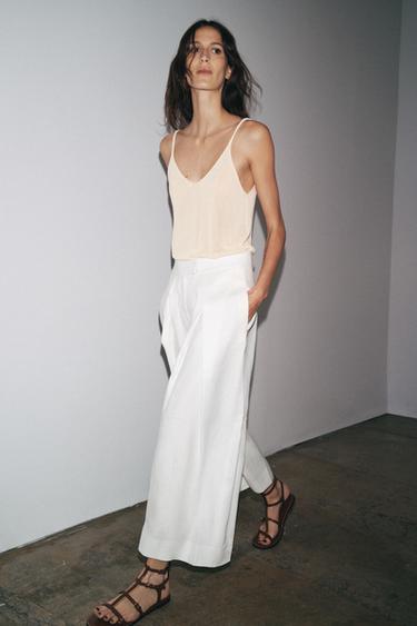 ZW COLLECTION VOLUME DART TROUSERS - White by Zara - Image 1