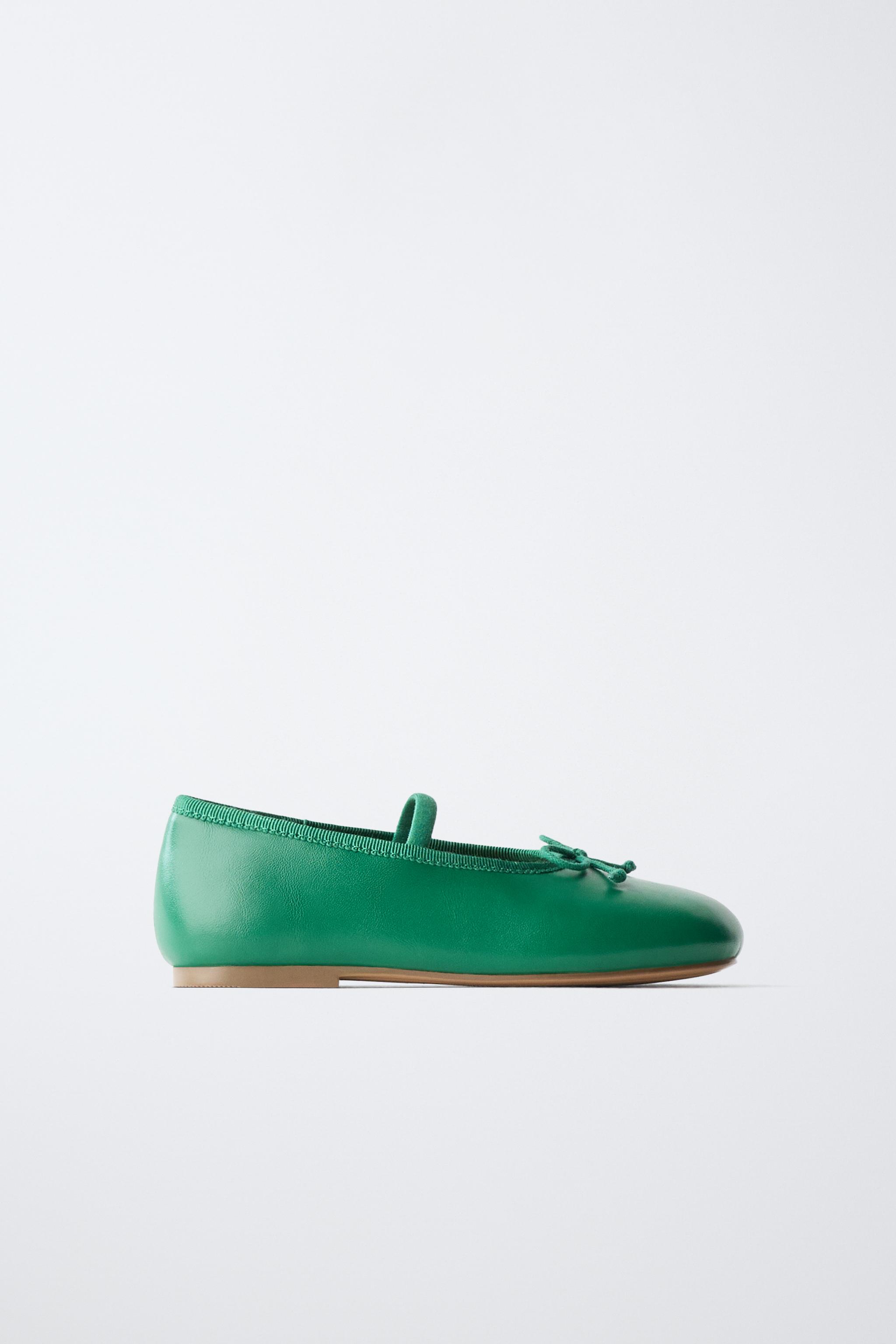 BOW BALLERINA FLATS — Green