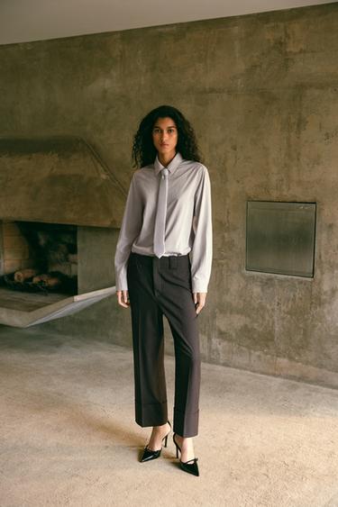 PANTALÓN RAYAS ZW COLLECTION - Marrón de Zara