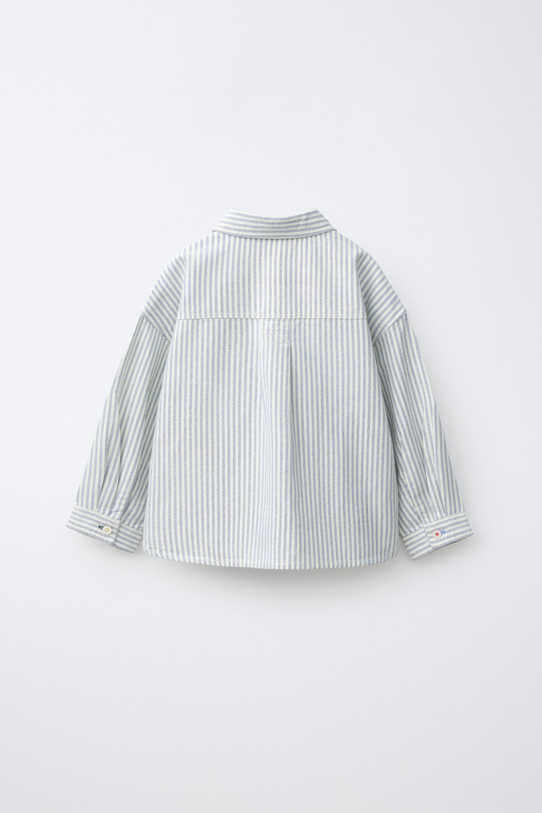STRIPED SHIRT — Ecru / Blue