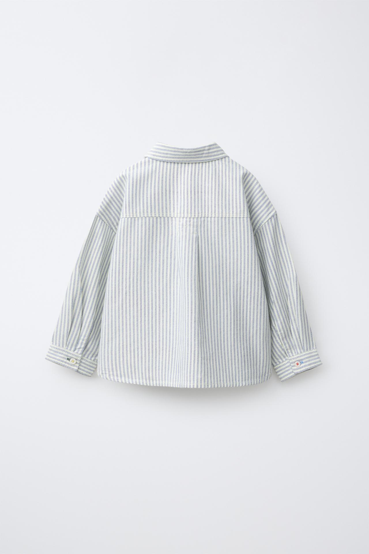 STRIPED SHIRT — Ecru / Blue