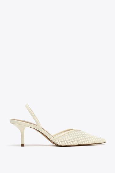 SLINGBACK SHOES WITH FAUX PEARLS - White by Zara