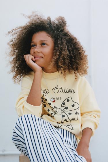 Zara PRINTED SWEATSHIRT - Yellow