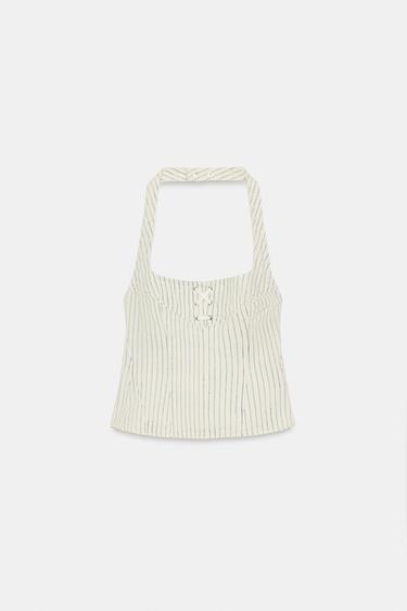 TOP HALTER À RAYURES - Rayures de Zara - Image 4