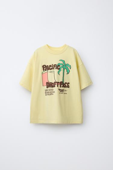 T-SHIRT WITH RAISED PRINT - Yellow by Zara