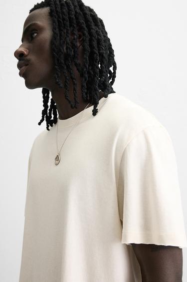 IRREGULAR TEXTURE T-SHIRT - Oyster-white by Zara - Image 5