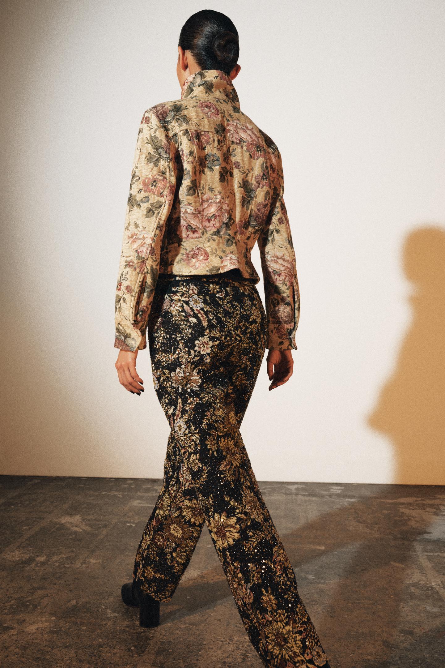 Женская куртка Zara ZW Collection Floral, цвет: Экрю / Бежевый — фото 3
