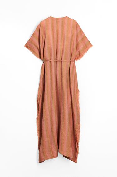 ZW COLLECTION 100% LINEN STRIPED KAFTAN - Multicoloured by Zara - Image 1