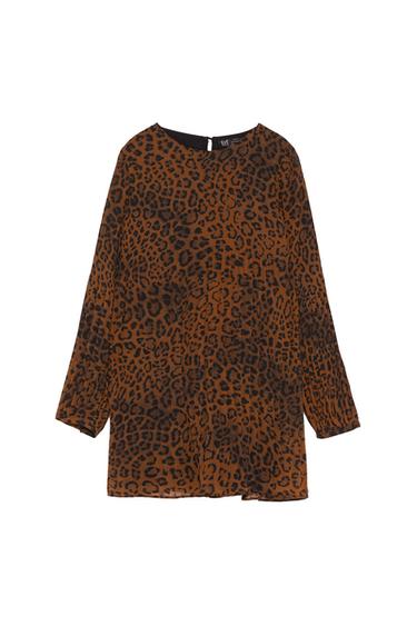 PLEATED ANIMAL PRINT PLAYSUIT DRESS
