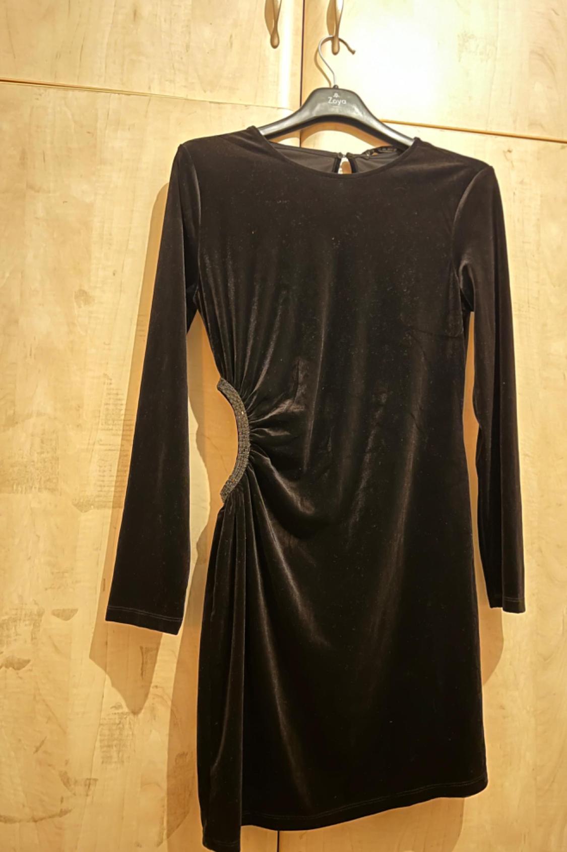 VELVET MINI DRESS WITH SIDE CUT-OUT DETAIL