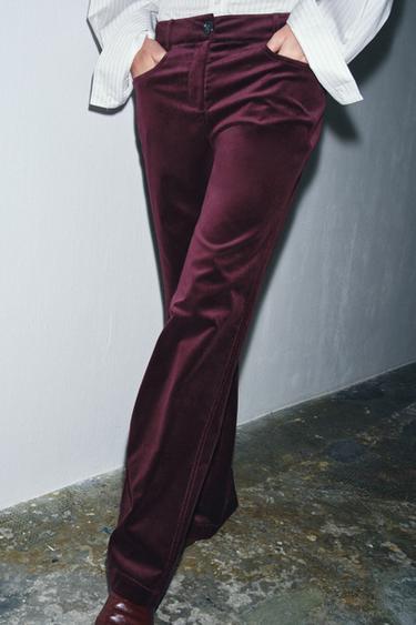 PANTALON ÉVASÉ EN VELOURS ZW COLLECTION - Bordeaux de Zara - Image 4