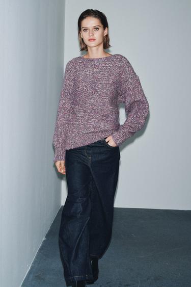 Zara OVERSIZED KNIT SWEATER - Lilac