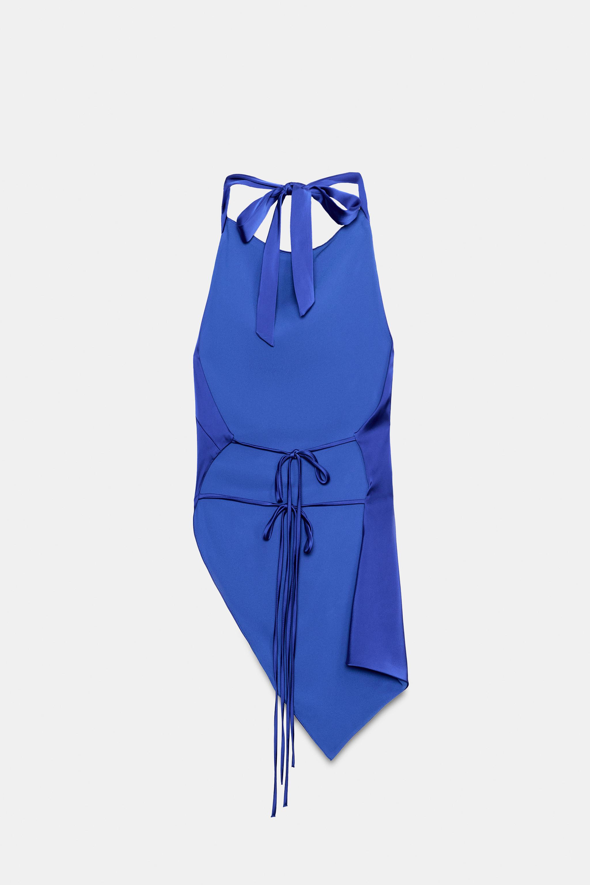 Zara Asimetrik Saten Halter Top görsel 7