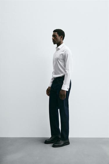 SLIM FIT SHIRT WITH CUFFLINKS - White by Zara - Image 3