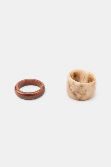LOT DE 2 BRACELETS RIGIDES EN RÉSINE - Marron de Zara - Image 2