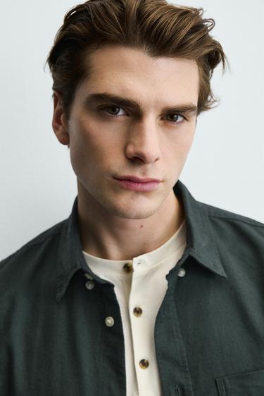 REGULAR FIT OXFORD SHIRT - Bottle green by Zara - Image 4