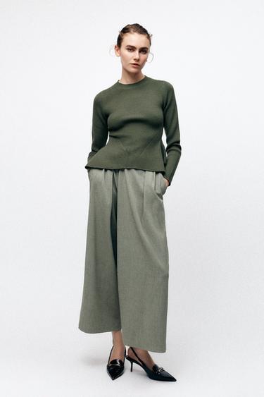DARTED WRAP TROUSERS - Light khaki by Zara