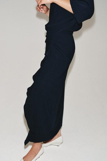 ZW COLLECTION DRAPED MIDI DRESS - Navy blue by Zara - Image 5