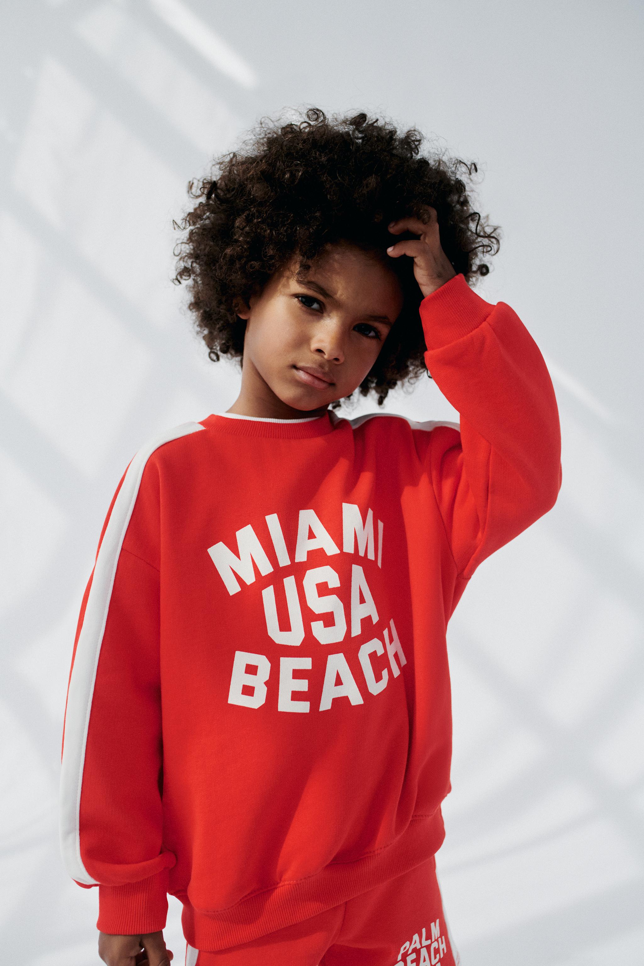 SWEATSHIRT WITH STRIPES AND SLOGAN - Red | ZARA United Kingdom
