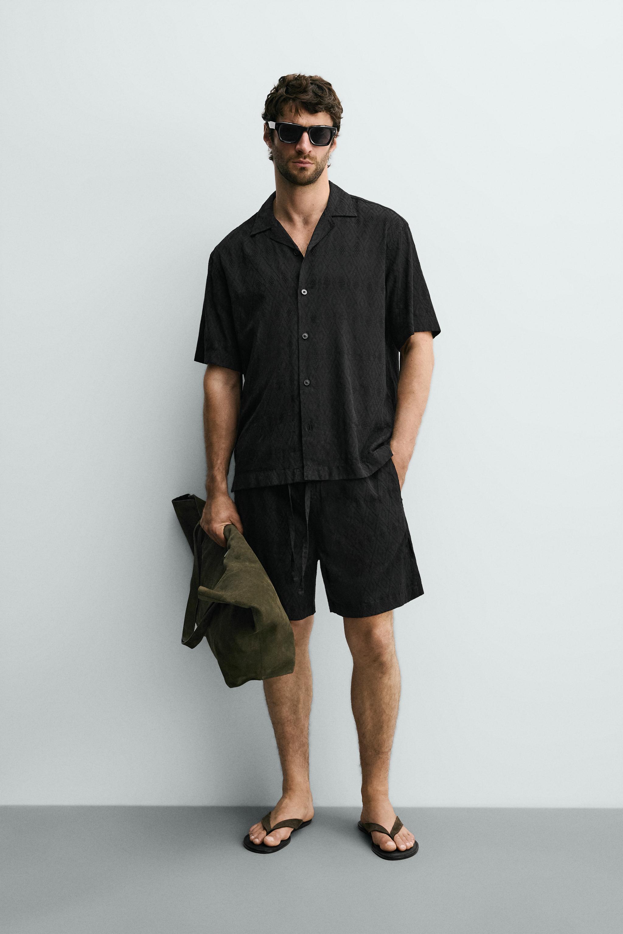 Мужские рубашки Zara GEOMETRIC JACQUARD RELAXED FIT SHIRT
