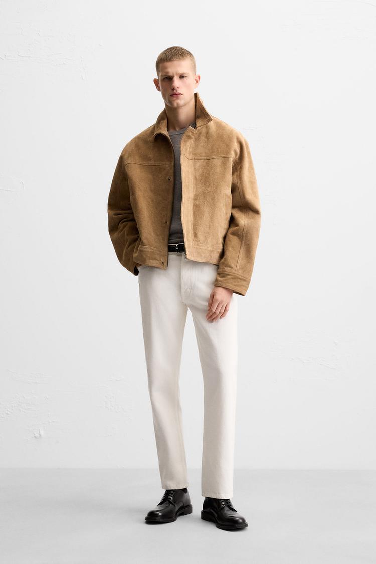 SUEDE LEATHER JACKET Dark beige ZARA South Africa