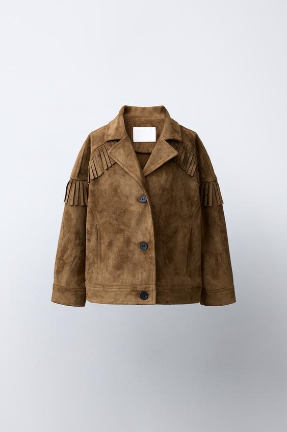 CAZADORA COWBOY FLECOS EFECTO ANTE - Beige de Zara - Imagen 0