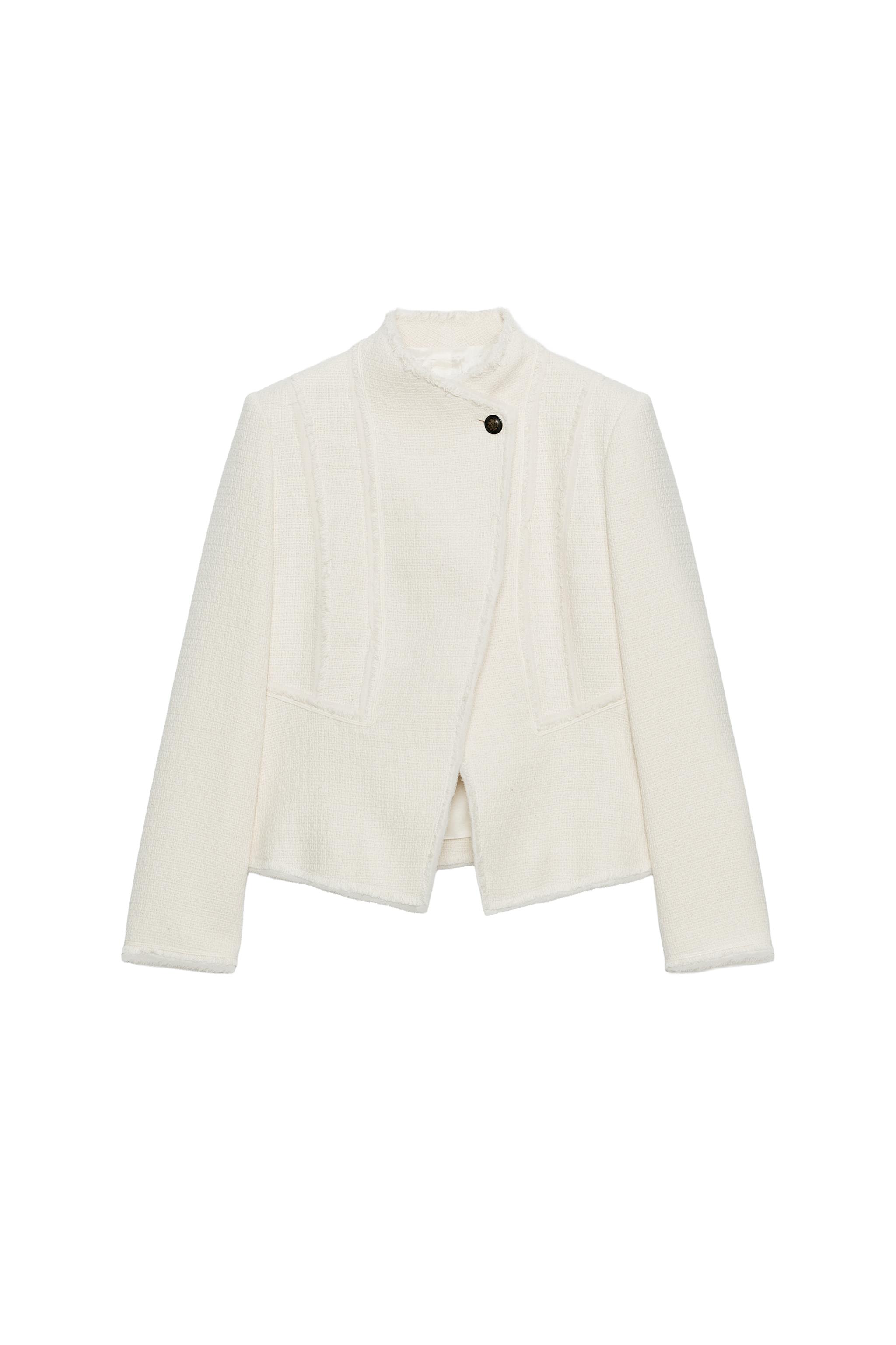 ZW COLLECTION FRINGED PEPLUM BLAZER - Ecru | ZARA United States