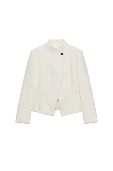 Zara ZW COLLECTION 鬚邊荷葉邊西裝外套 - 裸色