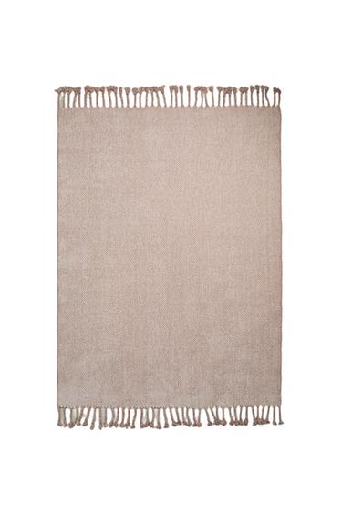 FRINGED DECORATIVE THROW - Pink by Zara