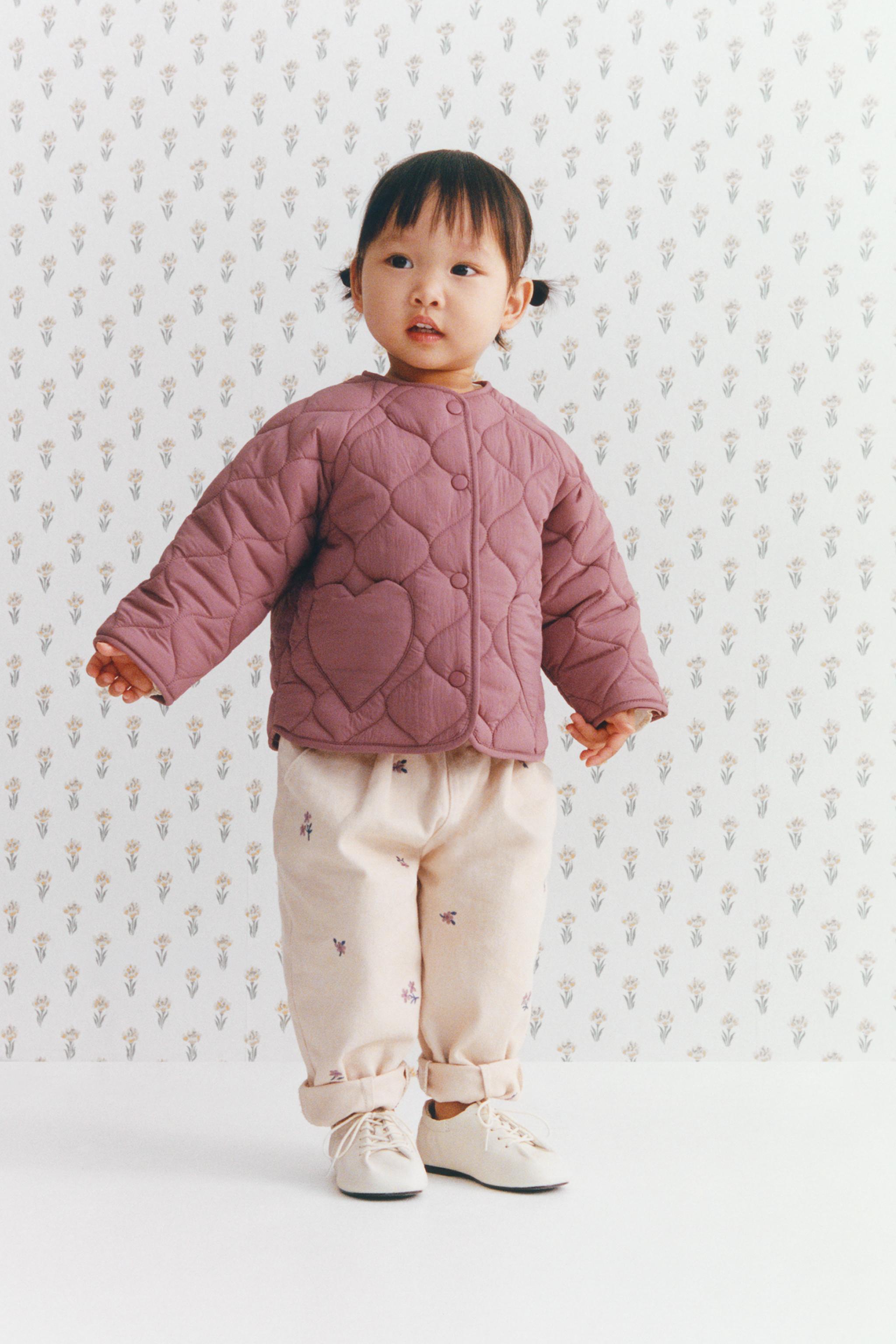 HEART POCKET QUILTED JACKET — Plum