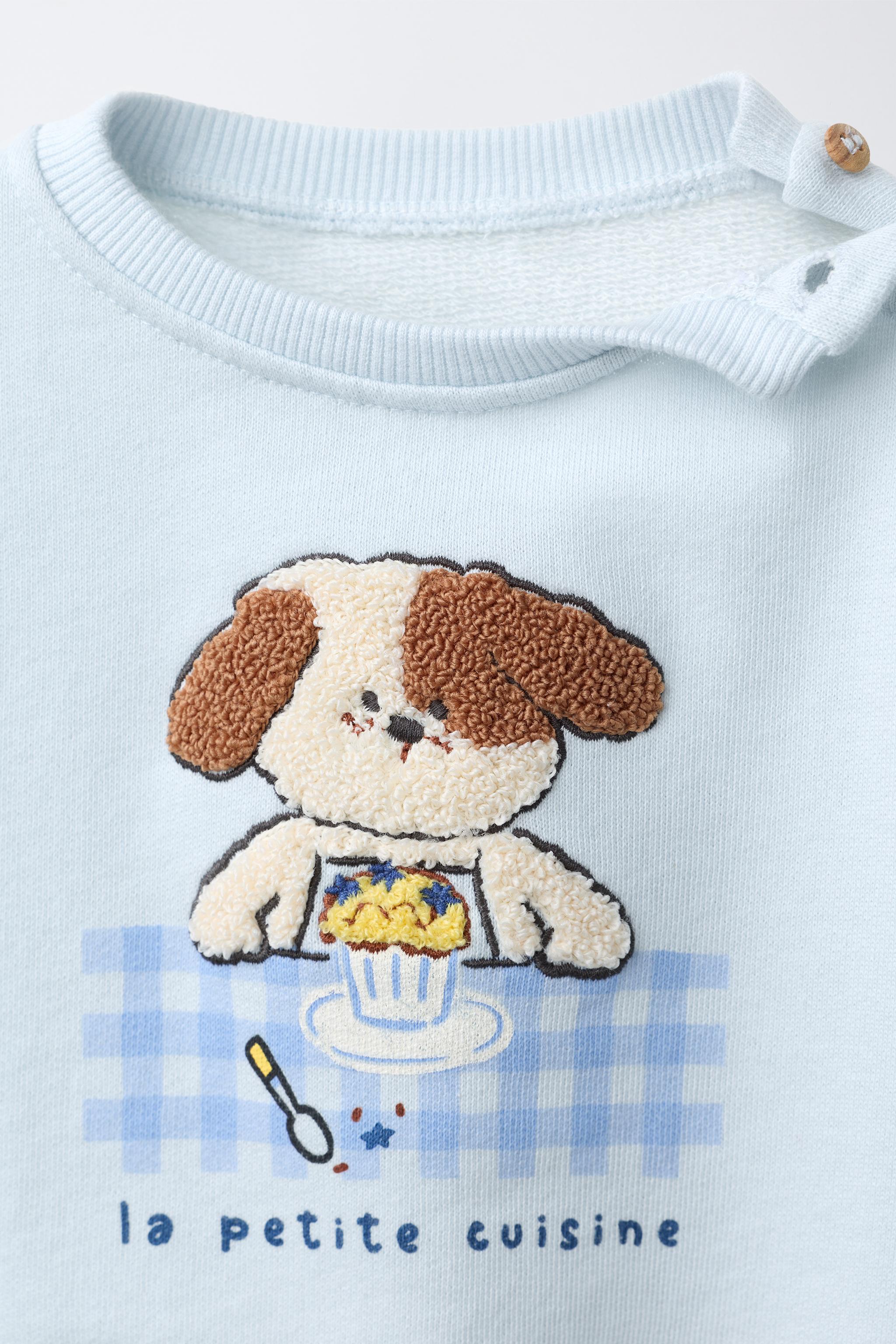 SWEAT CHIEN EN VELOURS BOUCLÉ