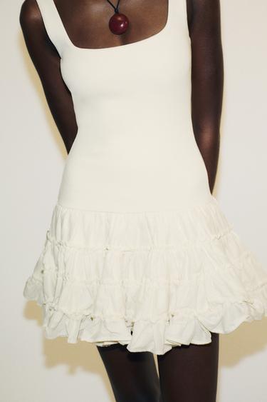 ROBE BIMATIÈRE À VOLUME - Écru de Zara - Image 1