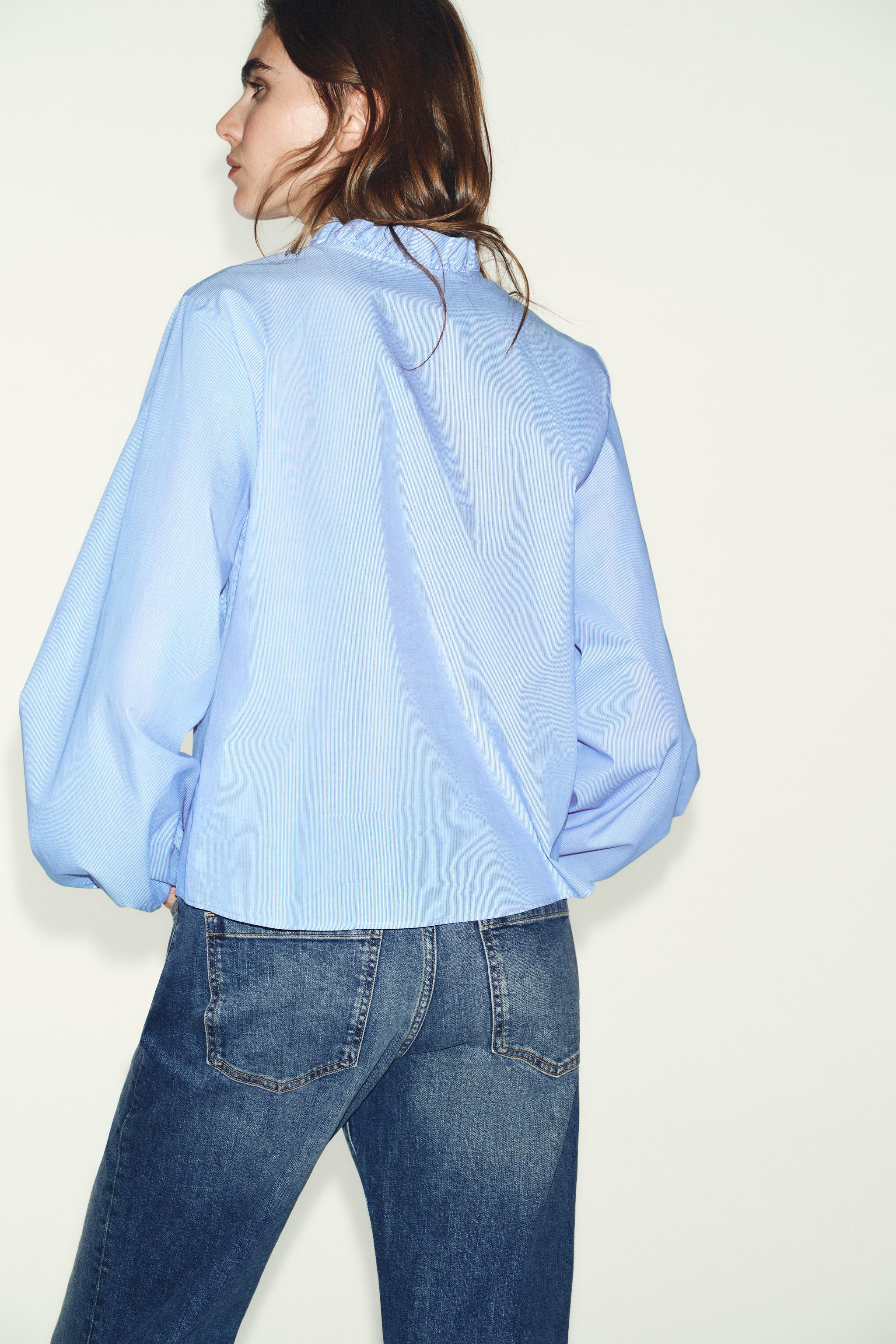 RUFFLED POPLIN BLOUSE