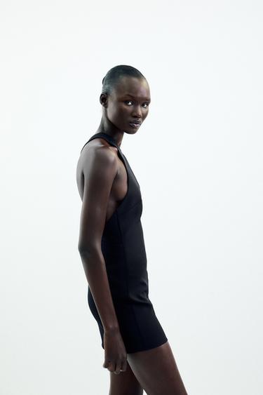 GOLD APPLIQUÉ MINI DRESS - Black by Zara