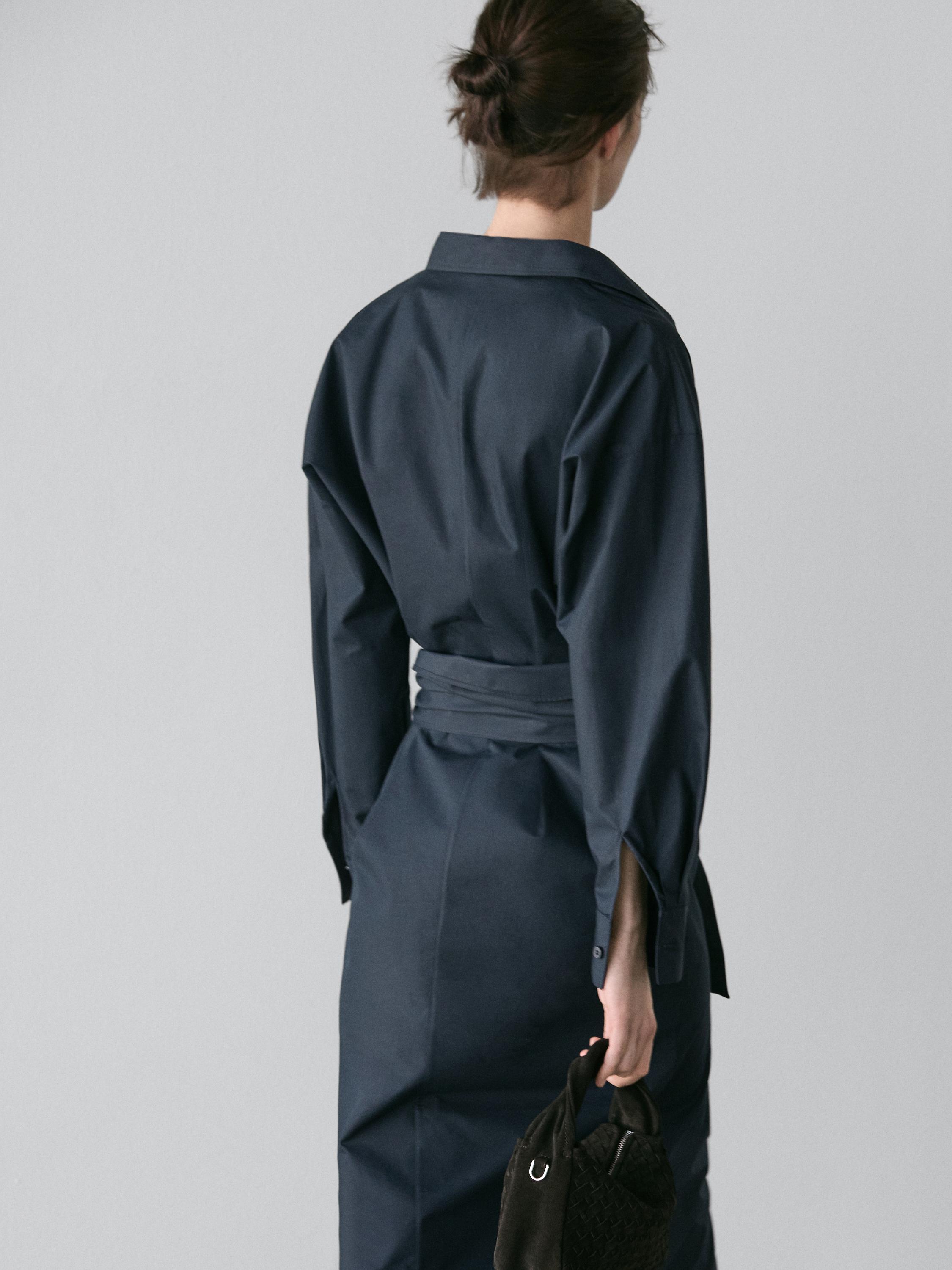 Midi shirt dress with scarf detail