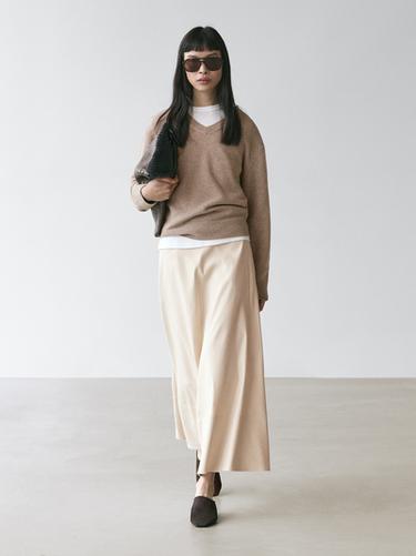 Zara Linen blend flared skirt with pocket - Ecru - Image 0