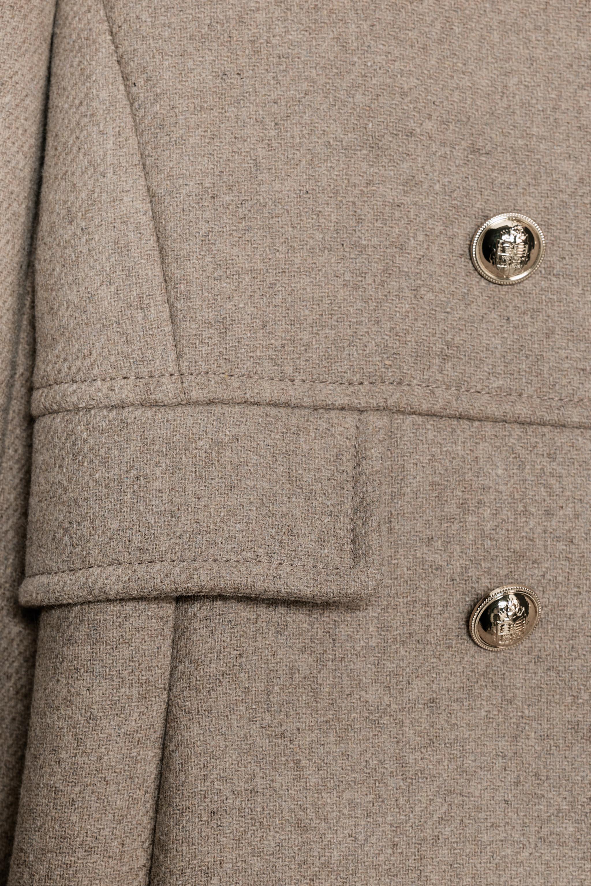 SHORT DOUBLE-BREASTED WOOL COAT Light mink ZARA India