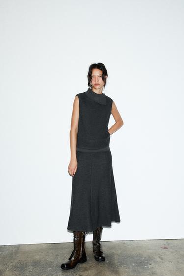 ЖҰМСАҚ ТРИКОТАЖ БЕЛДЕМШЕ - Күңгірт сұр Zara компаниясынан