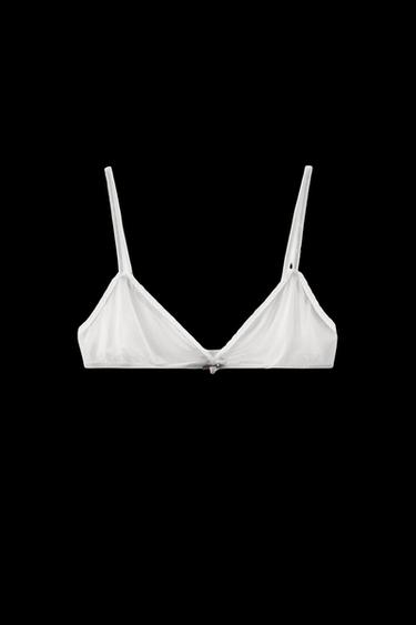 TRIANGEL-BRALETTE POINTELLE BLUME - Weiß von Zara - Bild 0