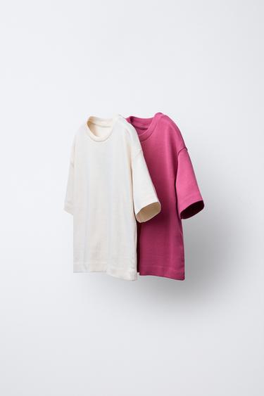 PACK DOS CAMISETAS LISAS CON BOLSITA LOGO - Rojo de Zara