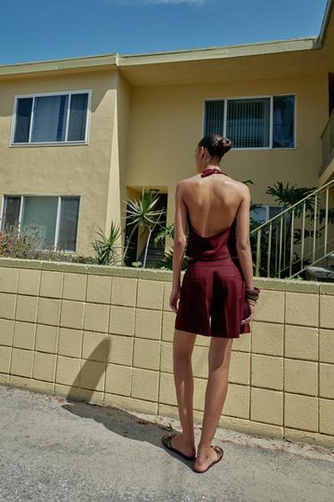 SHORT À PINCES AVEC LIN - Bordeaux de Zara - Image 2